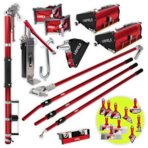 full drywall taping and finishing set w/ mega flat boxes, standard handles & 2 corner finishers